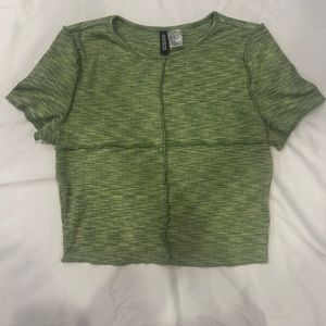 Green H&M Crop Top Seamed Design